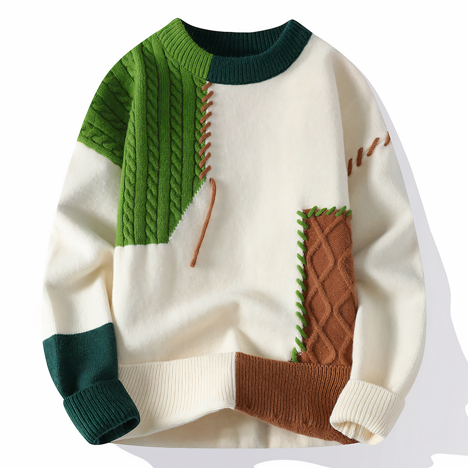 Marco - Sweter męski kolorowy patchwork oversize