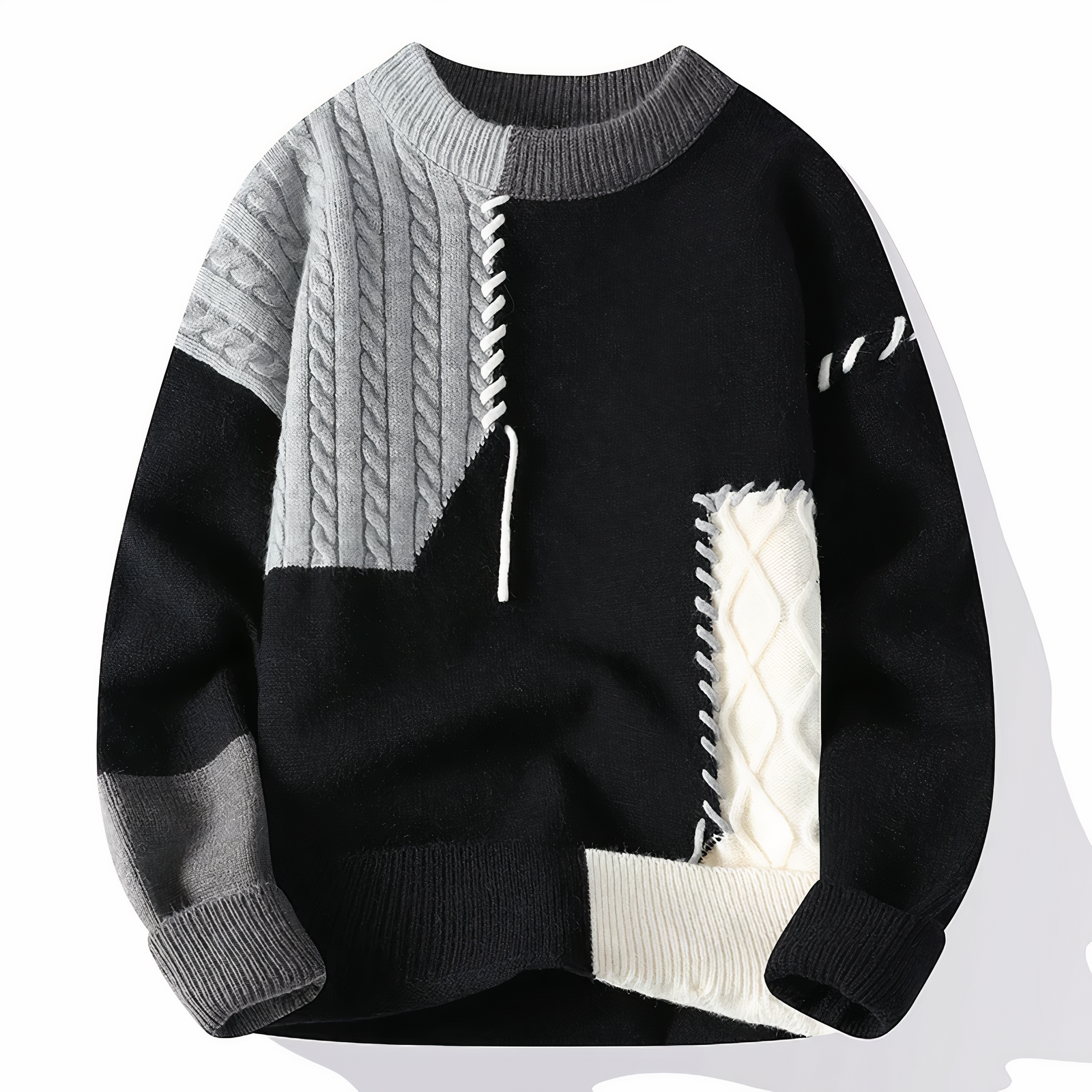 Marco - Sweter męski kolorowy patchwork oversize