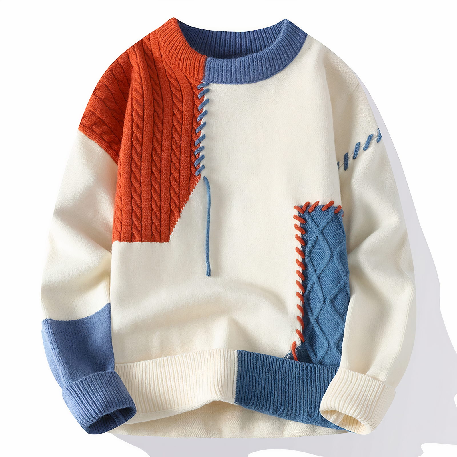 Marco - Sweter męski kolorowy patchwork oversize