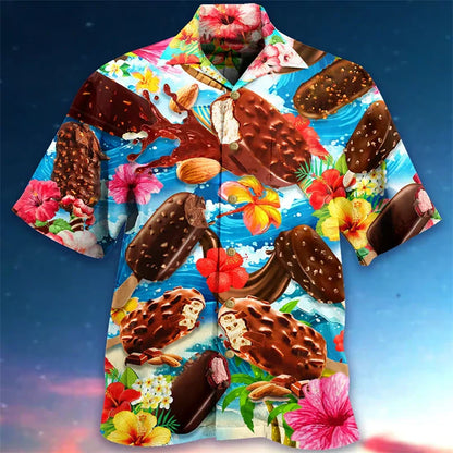 Jake – Ice cream shirt short sleeve with buttons men's shirts - Image 4