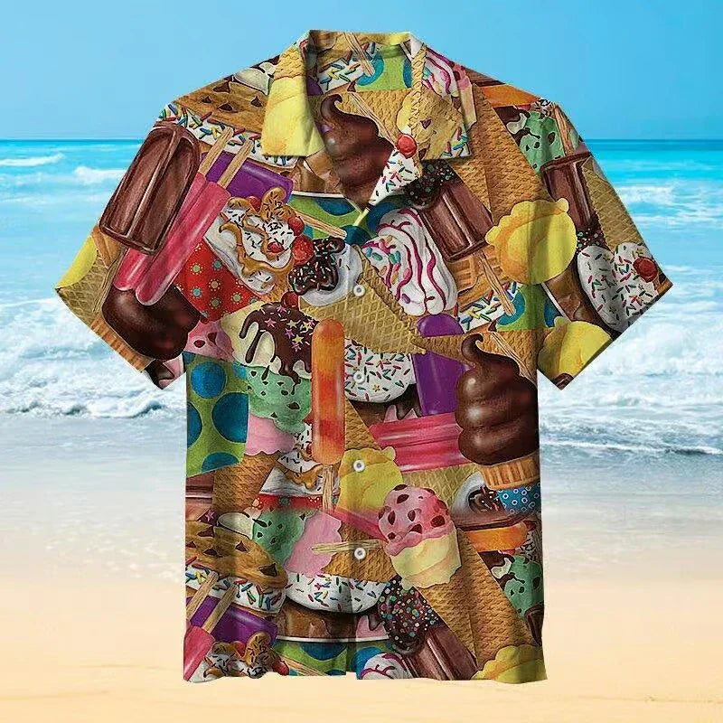 Jake – Ice cream shirt short sleeve with buttons men's shirts - Image 5