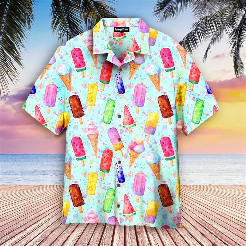 Jake – Ice cream shirt short sleeve with buttons men's shirts - Image 3