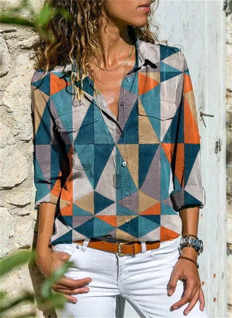 Oliver – Comfortable Geometric Print Shirt - Image 3