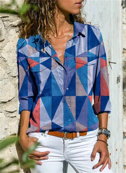 Oliver – Comfortable Geometric Print Shirt - Image 1