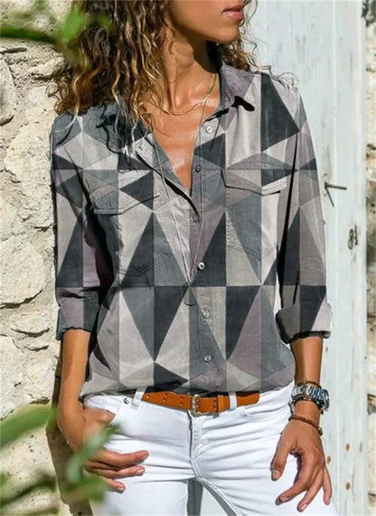 Oliver – Comfortable Geometric Print Shirt - Image 2