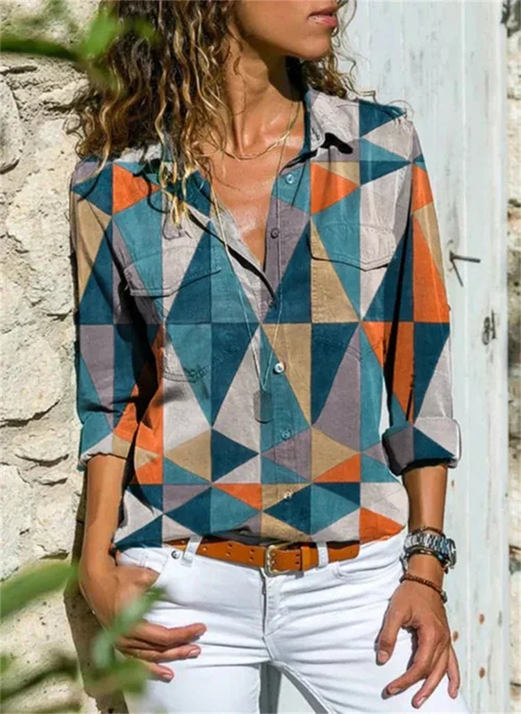 Oliver – Comfortable Geometric Print Shirt - Image 5