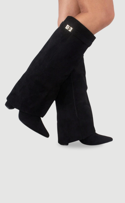 Charlotte – Elegant Knee-High Block Heel Boots Womens