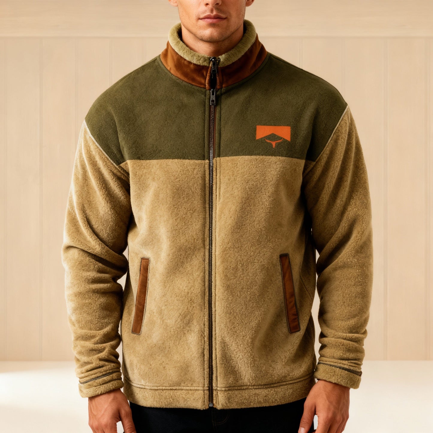 Dakota – Tribal-Sleeve Sherpa-Lined Winter Jacket for Men