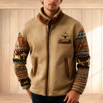 Dakota – Tribal-Sleeve Sherpa-Lined Winter Jacket for Men