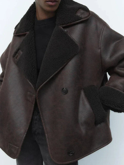 Amelia – Shearling-Trimmed Women’s Aviator Jacket