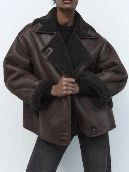 Amelia – Shearling-Trimmed Women’s Aviator Jacket