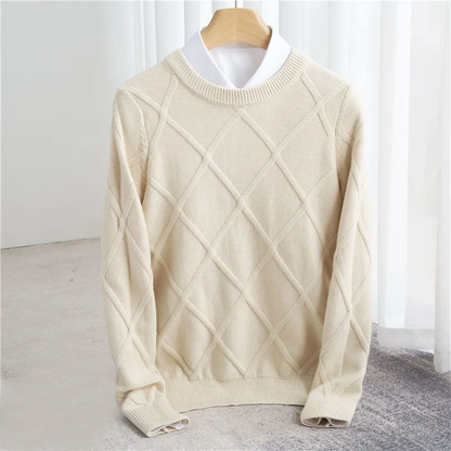Andrés – Diamond-Knit Look Crew Neck Jumper for Men