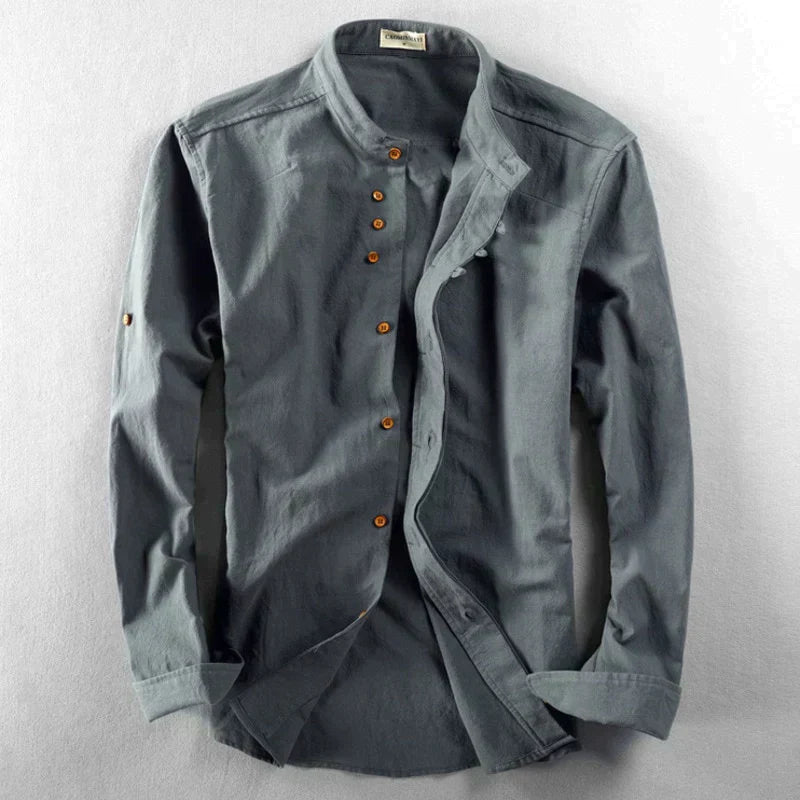 Thomas – Structured Mandarin-Collar Long-Sleeve Shirt Menswear