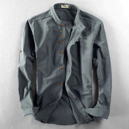 Thomas – Structured Mandarin-Collar Long-Sleeve Shirt Menswear