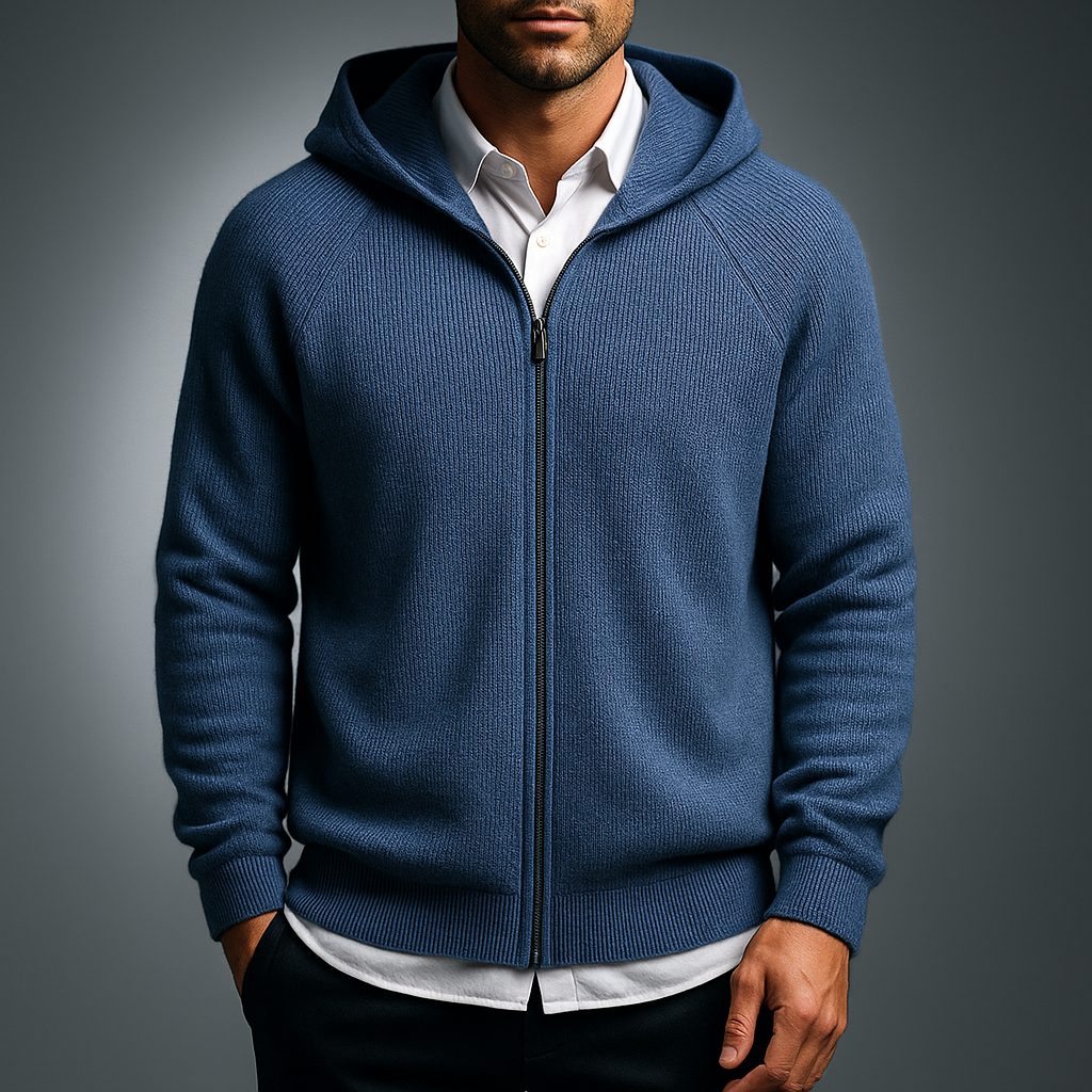 Ethan – Refined Full-Zip Knit Hoodie for Men