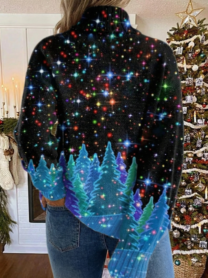 Holly – Festive Starry Forest Knit Jumper for Women