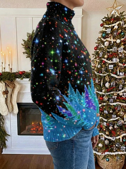 Holly – Festive Starry Forest Knit Jumper for Women