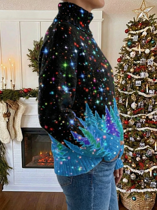 Holly – Festive Starry Forest Knit Jumper for Women