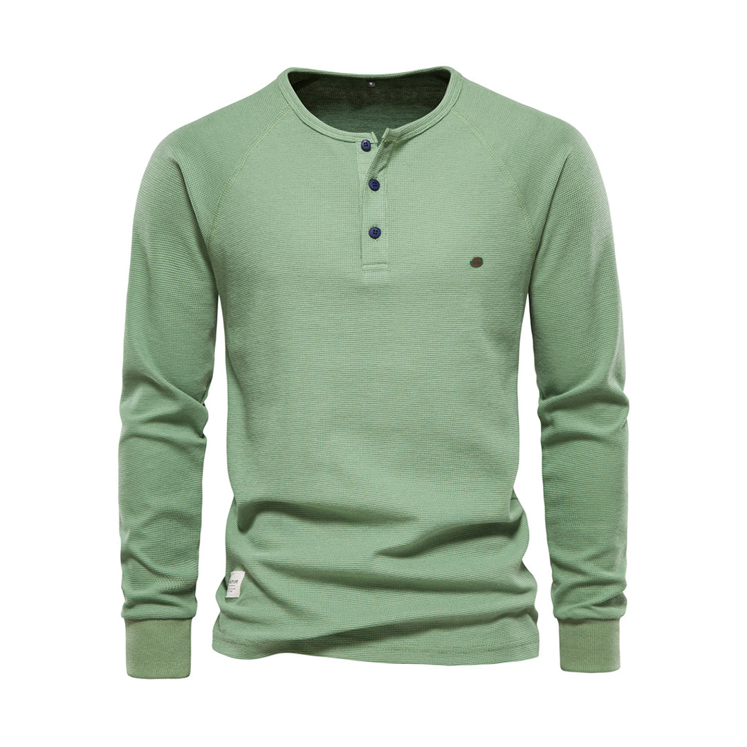 Noah - Koszulka męska longsleeve z guzikam