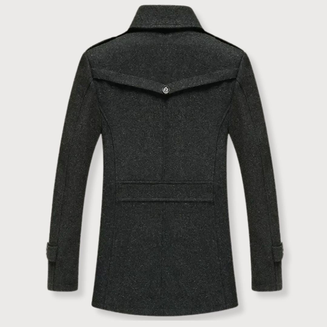 James – Structured Wool-Blend Overcoat with Inner Zip Layer for Men