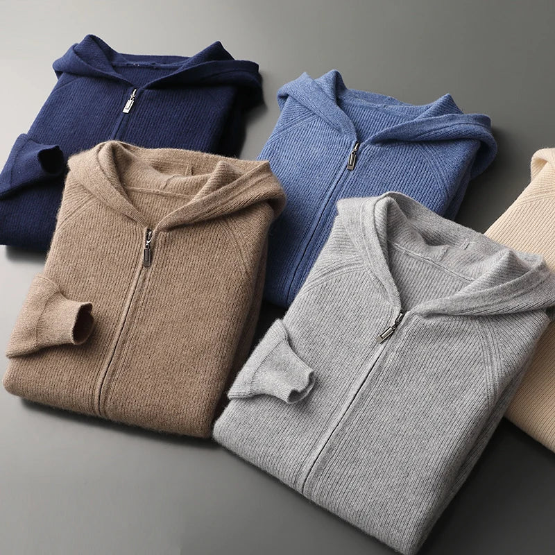 Ethan – Refined Full-Zip Knit Hoodie for Men