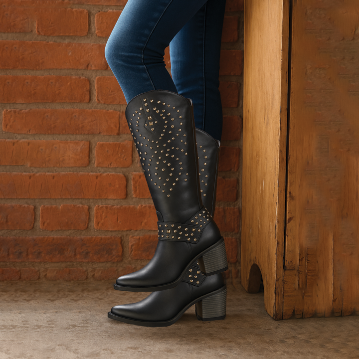 Carmen – Studded Western Knee-High Cowboy Boots for Women