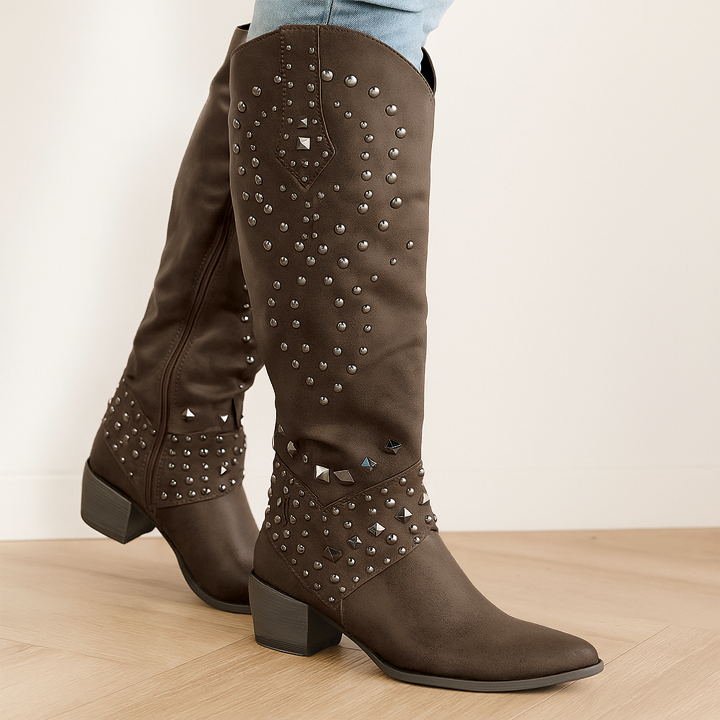 Carmen – Studded Western Knee-High Cowboy Boots for Women