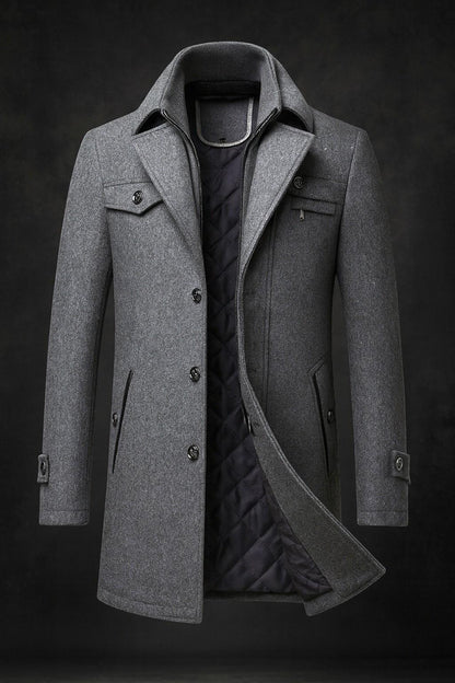 Edward – Quilted-Lined Wool Blend Long Coat for Men