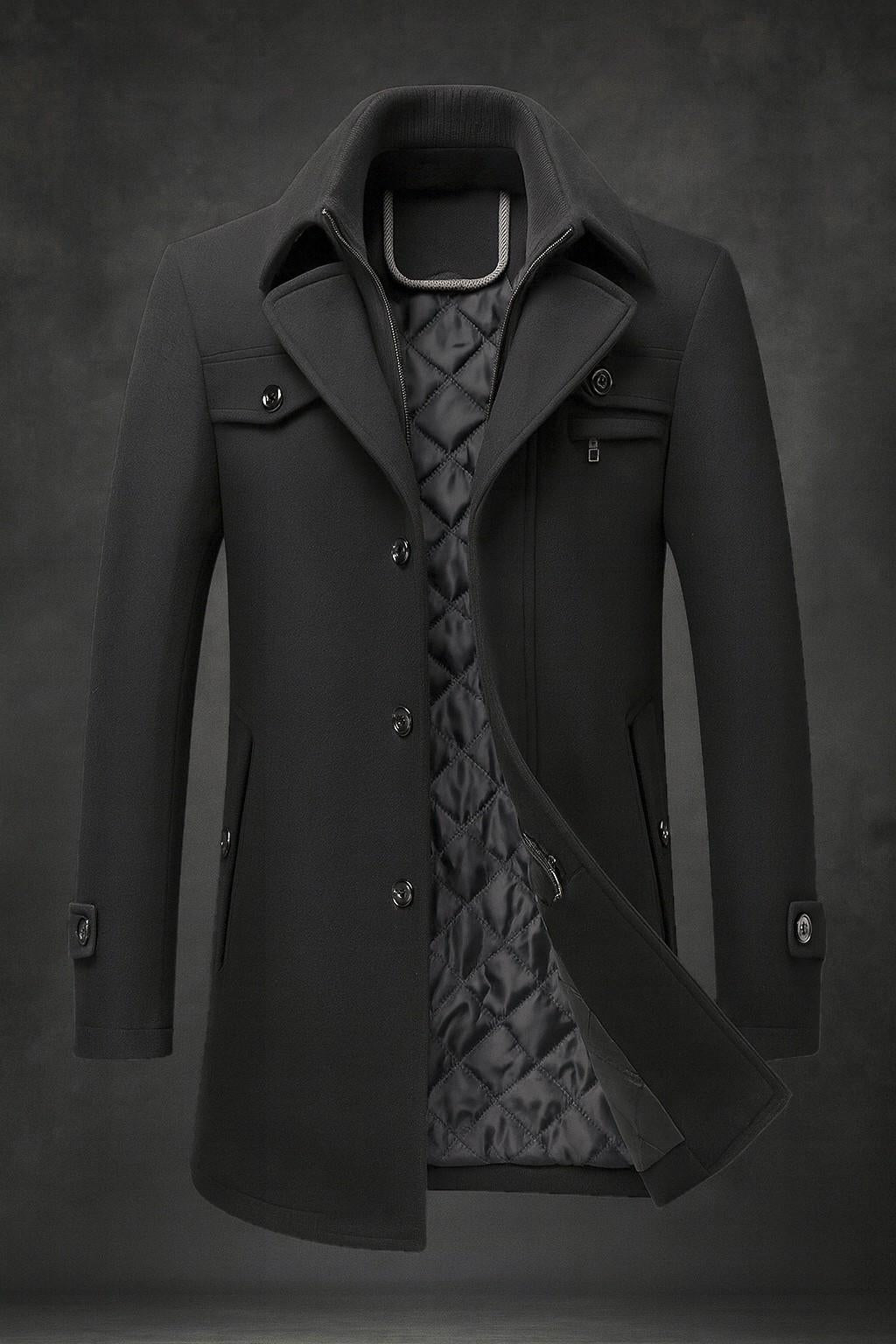 Edward – Quilted-Lined Wool Blend Long Coat for Men