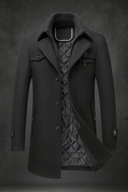 Edward – Quilted-Lined Wool Blend Long Coat for Men