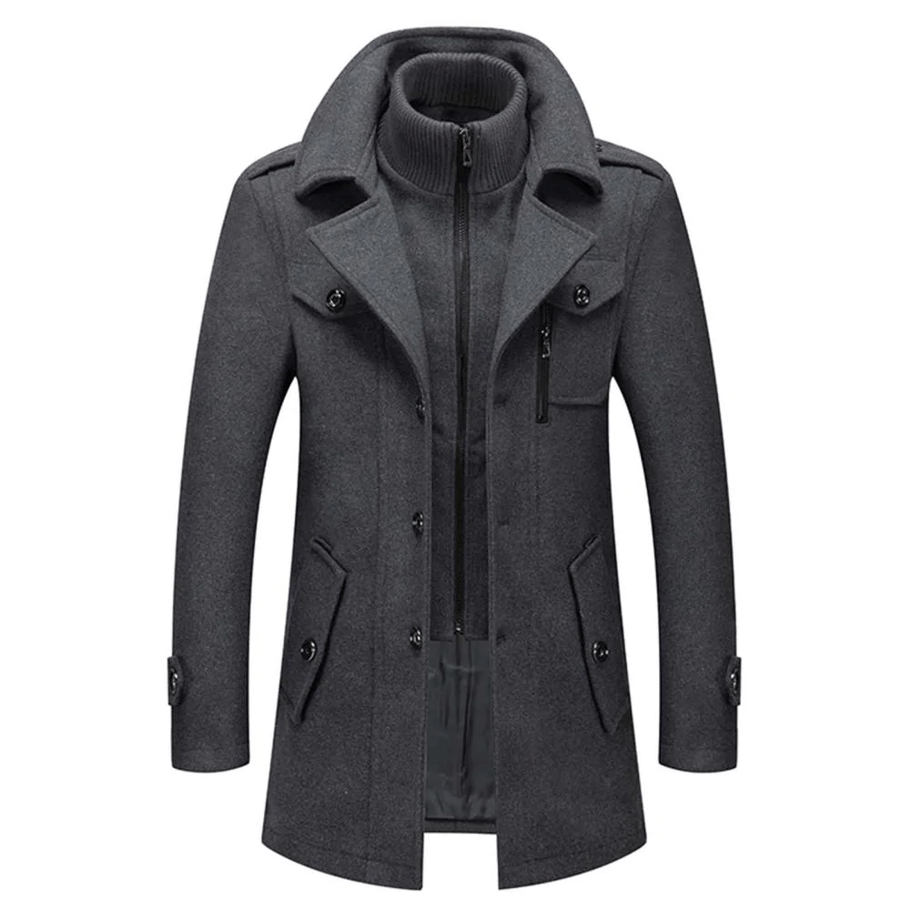 Damien – Double-Layer Wool-Blend Winter Coat for Men
