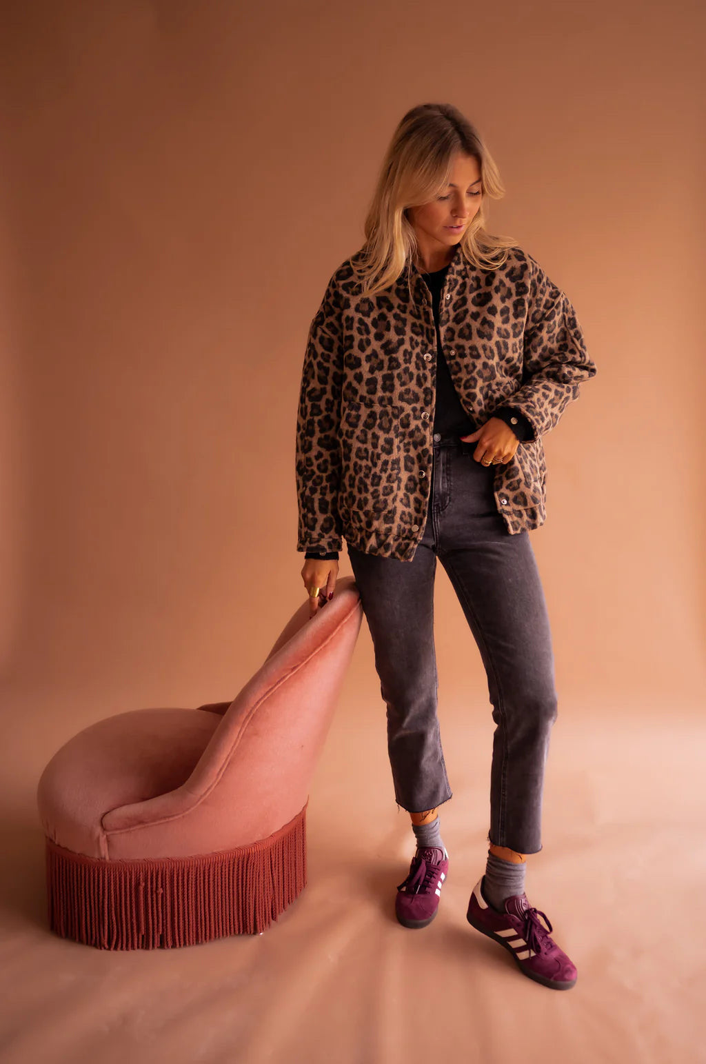 Livia - Damska kurtka oversize w panterkę
