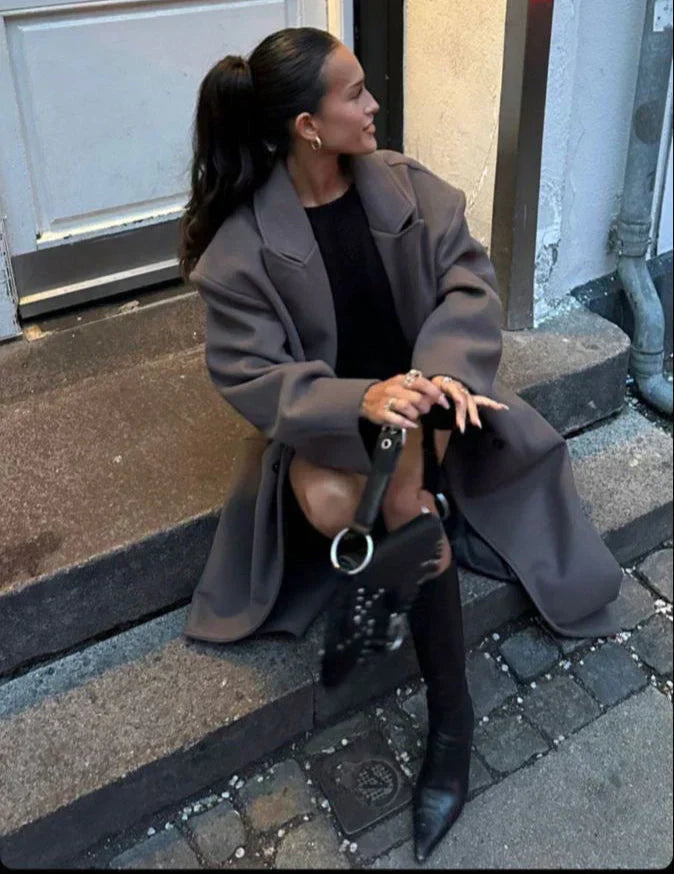 Sylwia – Płaszcz damski zimowy oversize dwurzędowy