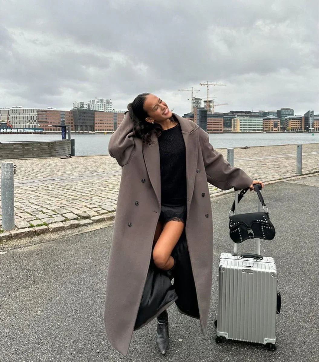 Sylwia – Płaszcz damski zimowy oversize dwurzędowy