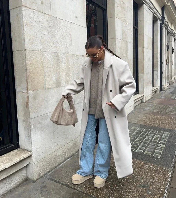 Sylwia – Płaszcz damski zimowy oversize dwurzędowy