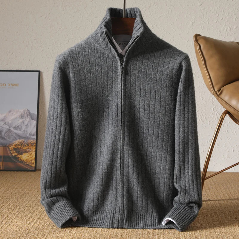 Oliver – Ribbed Half-Zip Knit Jumper for Men