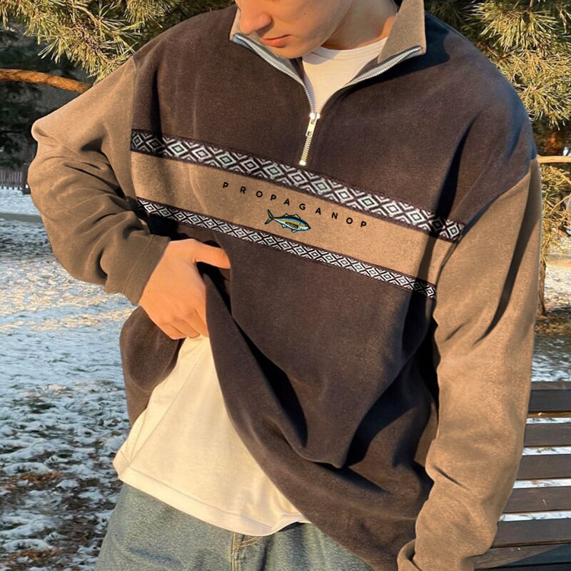 Adrian - Bluza męska polarowa z zamkiem
