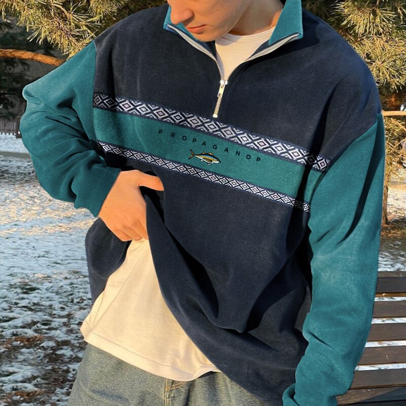 Adrian - Bluza męska polarowa z zamkiem