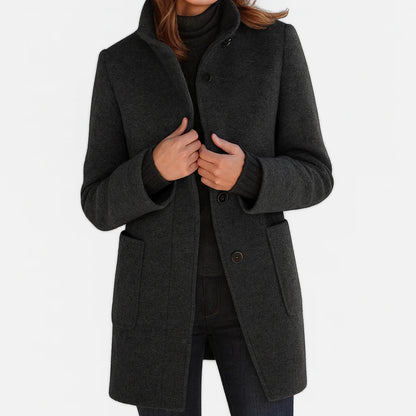 Ruby – Tailored Wool-Blend Button Coat for Women