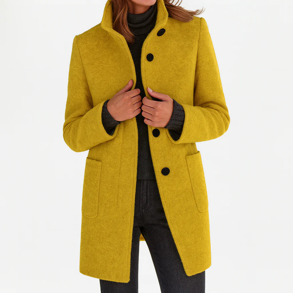 Ruby – Tailored Wool-Blend Button Coat for Women