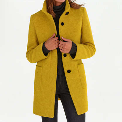 Ruby – Tailored Wool-Blend Button Coat for Women