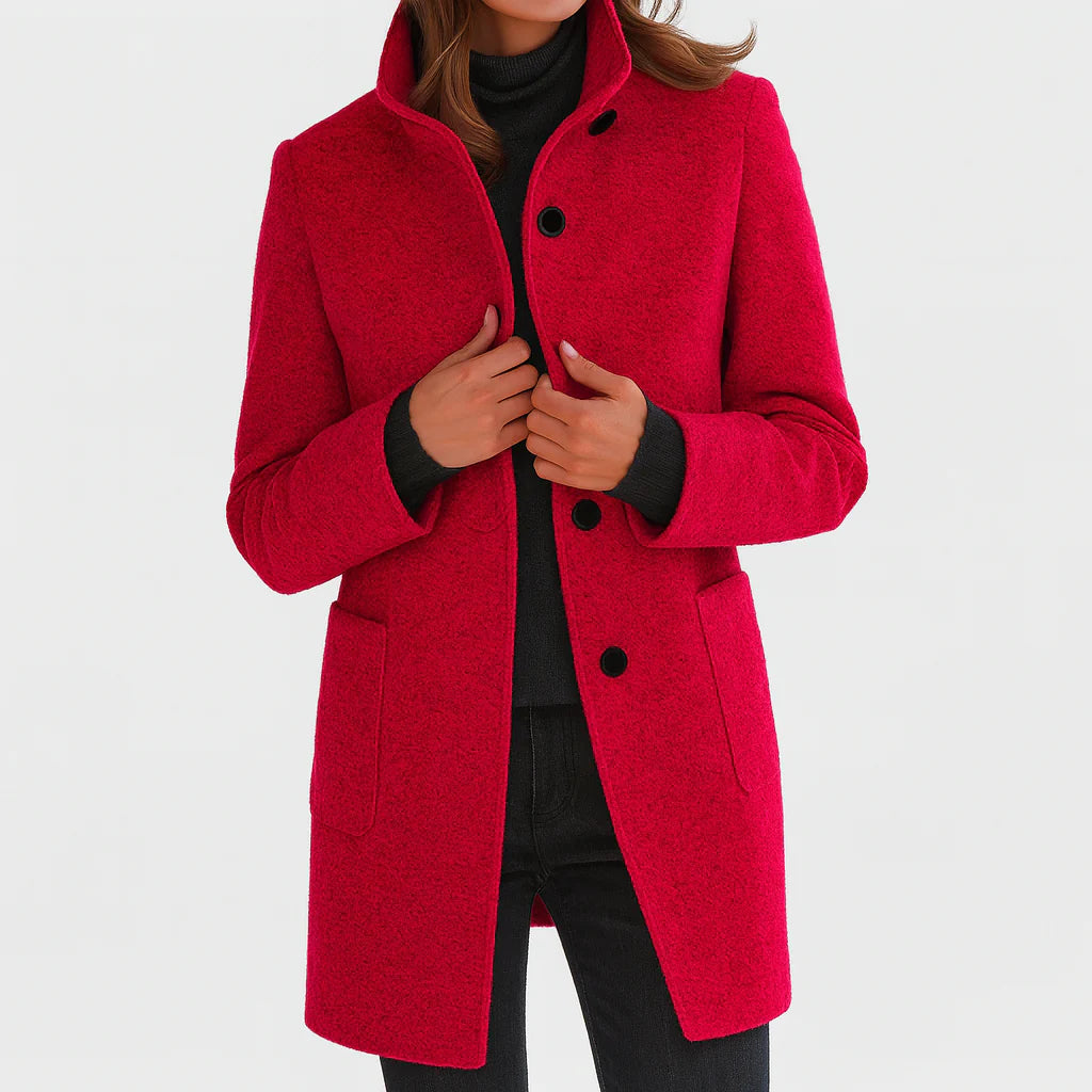 Ruby – Tailored Wool-Blend Button Coat for Women