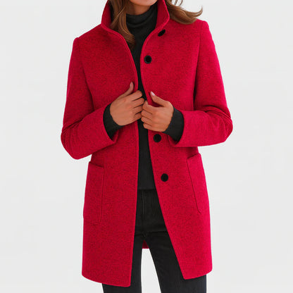 Ruby – Tailored Wool-Blend Button Coat for Women