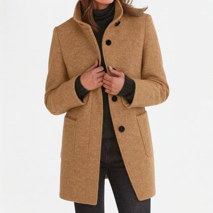 Ruby – Tailored Wool-Blend Button Coat for Women