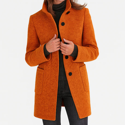 Ruby – Tailored Wool-Blend Button Coat for Women