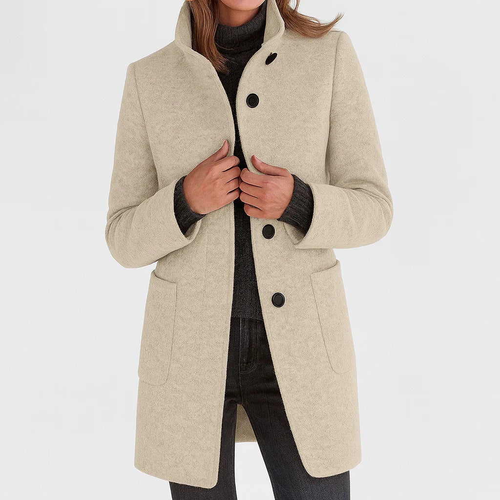 Ruby – Tailored Wool-Blend Button Coat for Women