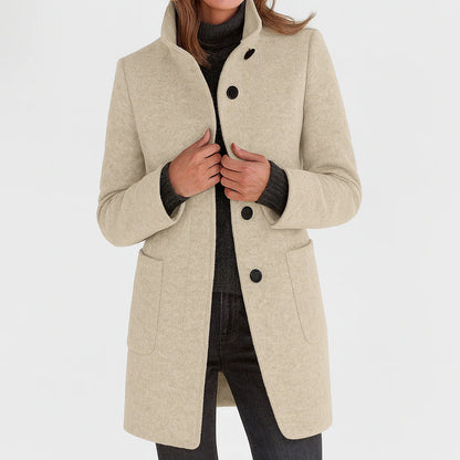 Ruby – Tailored Wool-Blend Button Coat for Women