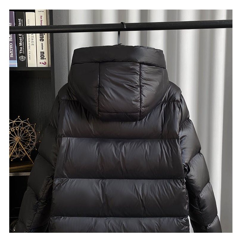 Karolina – Długa pikowana kurtka puchowa z kapturem damska