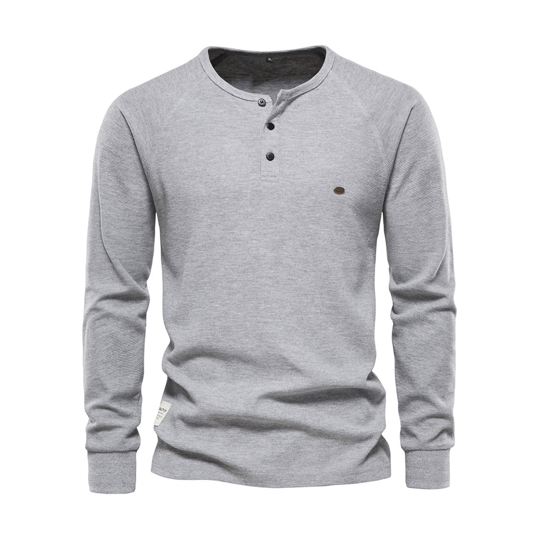 Noah - Koszulka męska longsleeve z guzikam
