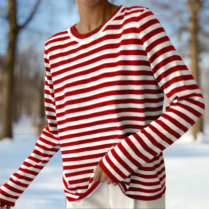 Amelia – Striped Long-Sleeve Knit Top for Women
